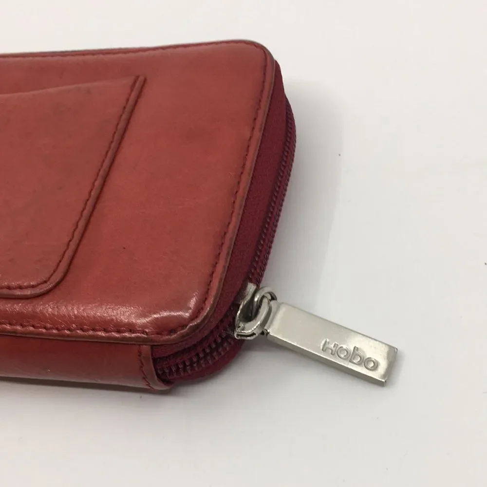 Hobo International Red Leather Zippy Accordion Zip Around Wallet